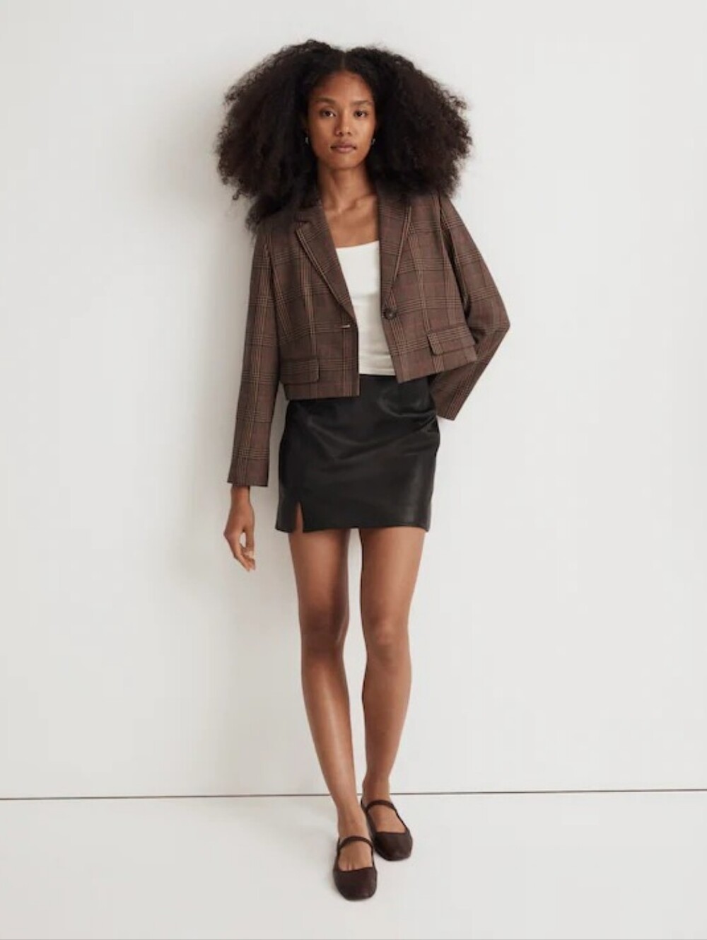 Madewell The Sutter Crop Plaid Blazer Brown Pink Size Medium Like New - Picture 11 of 11